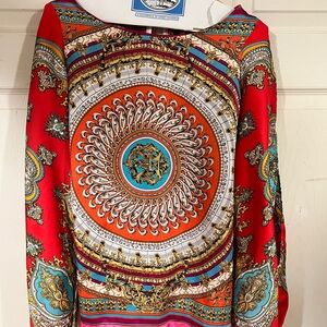 Vibrant Red and Orange Women's Top